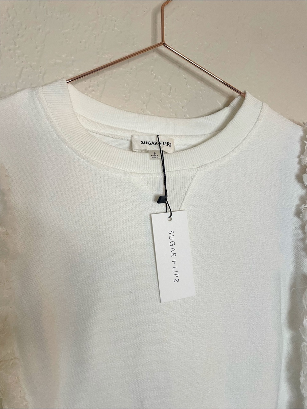 Sugarlips Houston Fringe White Cotton Sweatshirt NWT S - Picture 5 of 12